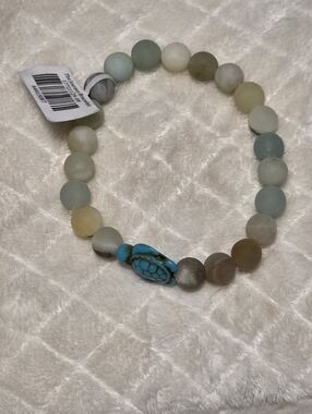 Fahlo The Journey Turtle Tracking Stone NWT Stretch  Bracelet OS